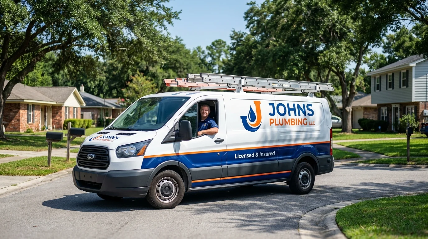 Johns Plumbing LLC service van in Saint Marys, PA