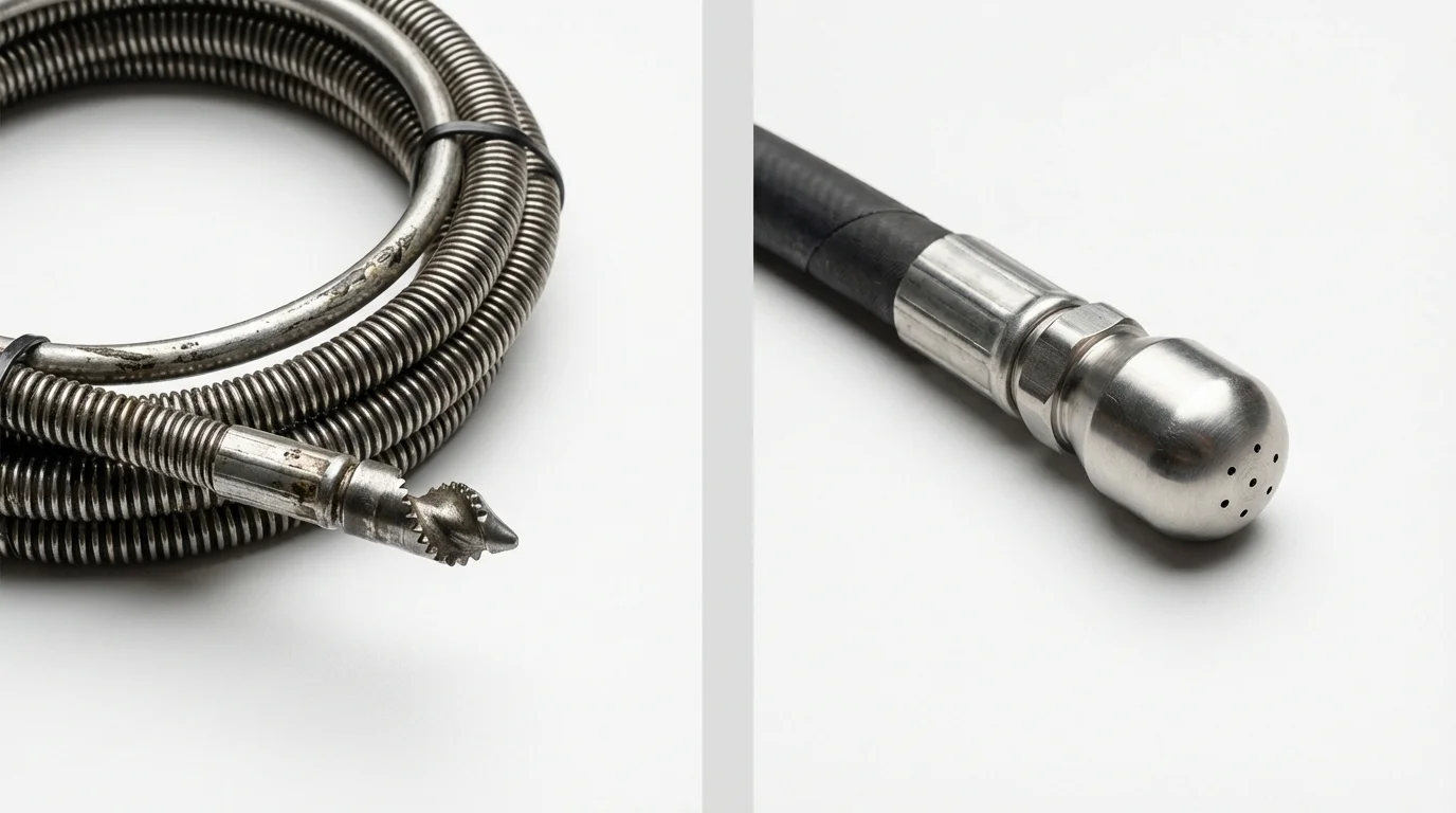 Drain snake cable and hydro jetting nozzle used for drain cleaning in Saint Marys, PA