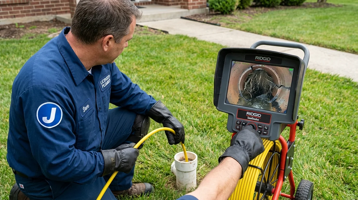 Sewer camera inspection being performed by Johns Plumbing LLC in Saint Marys
